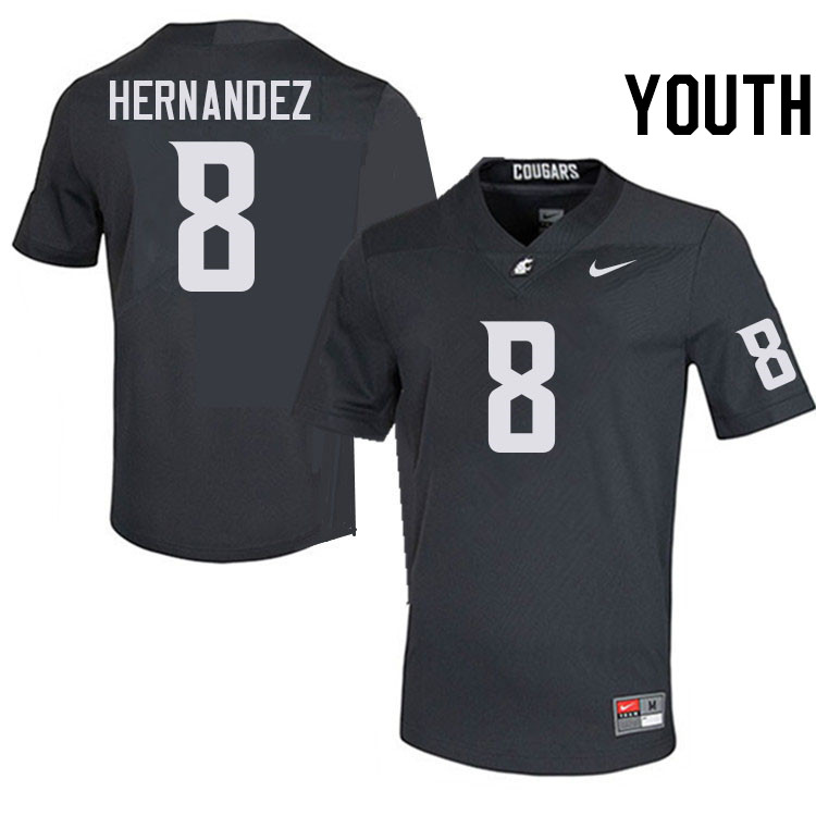 Youth #8 Carlos Hernandez Washington State Cougars College Football Jerseys Stitched-Charcoal